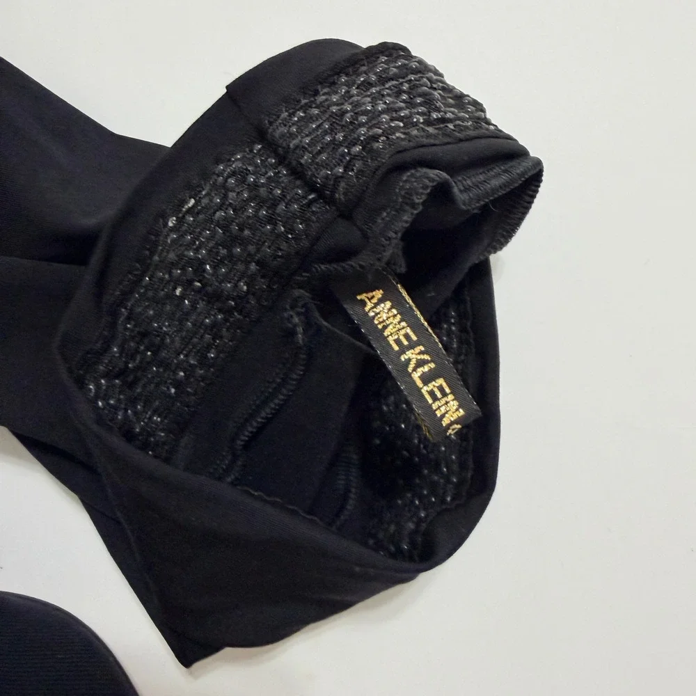 Anne‎ Klein Couture Vintage Black Lycra Thigh High Stocking Sock Boots Sz 8.5M